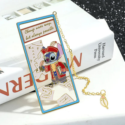 Disney Cute Stitch Creative Metal Bookmark for Book Lover Gift Lovely Stitch Duck Tassel for School Office Reading Supplies Mark