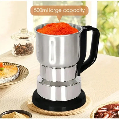 500ML Electric Coffee Grinder Stainless Steel 4 Leaf Blade Coffee Bean Grinder Portable Handle Multifunction Spice Mill Home Use