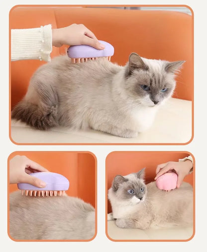 USB Rechargeable Pet Spray Comb 3in1 Electric Soft Silicone Dog Steam Brush Cat Massage Brush Hair Removal Comb Pet Grooming