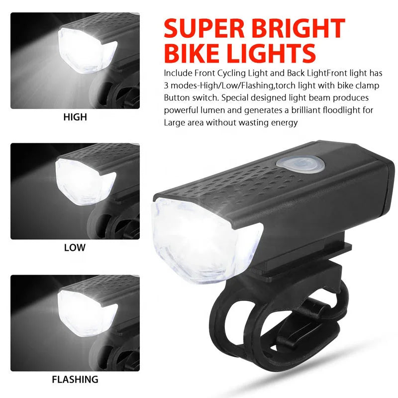 Bike Light Set Bicycle Headlight Taillight USB Rechargeable MTB Bike Front Rear Lamp Set Cycling Flashlight Bicycle Accessories