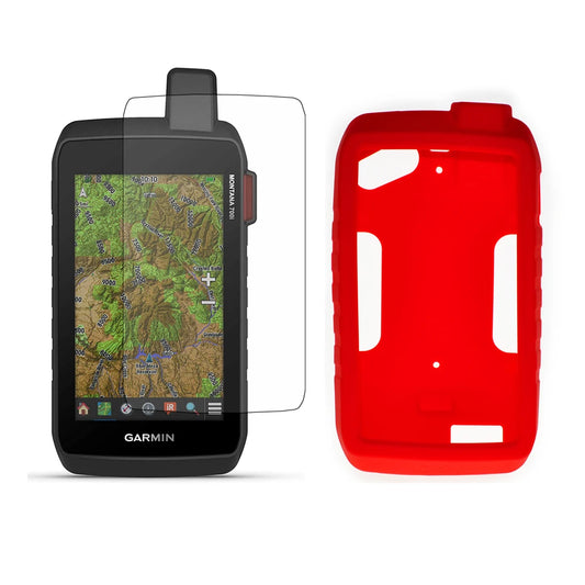 Silicone Protect Case Skin Cover + Screen Protector Shield Film for Hiking Handheld GPS Garmin Montana 750i 700 700i 750