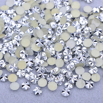 JUNAO 500pcs 5mm Purple AB Resin Flower Rhinestone Flatback Crystal Appliques Round Nail Stone Non Hotifix Strass Stickers