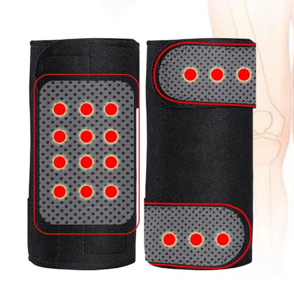 GETINFIT 1Pair Tourmaline Self-heating Knee Support Acupoint Magnetic Therapy Knee Support Strap Arthritis Relief Kneecap Pain