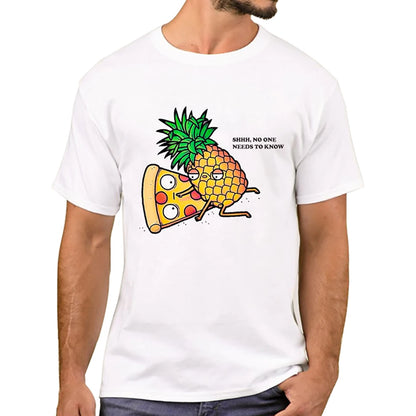 Men's Funny Pineapple and Pizza Print Tee Short-Sleeve Comfy T-Shirt  Tops For Spring Summer