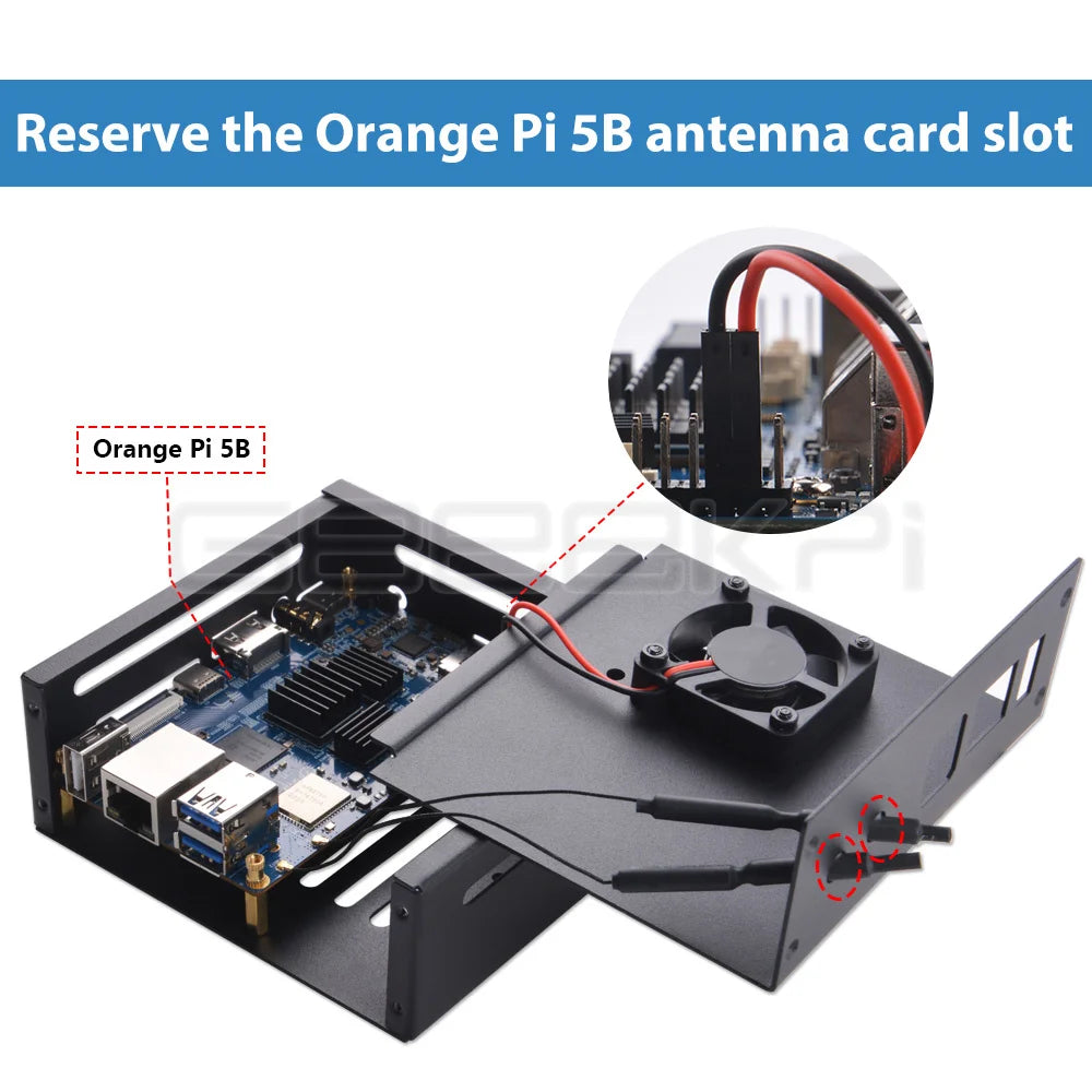 GeeekPi Orange Pi 5/5B Metal Case Enlosure Iron Shell with Cooling Fan Heatsinks Supports 2280 SSD