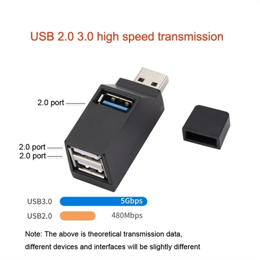 USB 3.0 HUB Adapter Extender Mini Splitter Box 1 to 3 Ports High Speed USB 2.0 For PC Laptop U Disk Card Reader Data USB Hubs