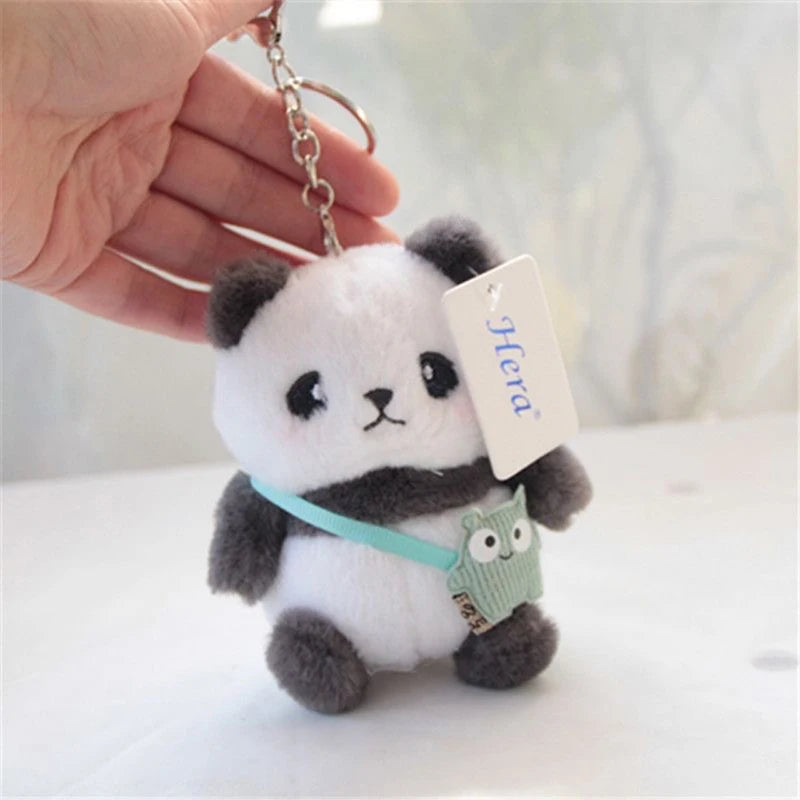 Plush Animal Keychains Cute Panda Doll Keyrings Creative Car Keys Accessories Couple Keychains Bag Kawaii Pendant Charms