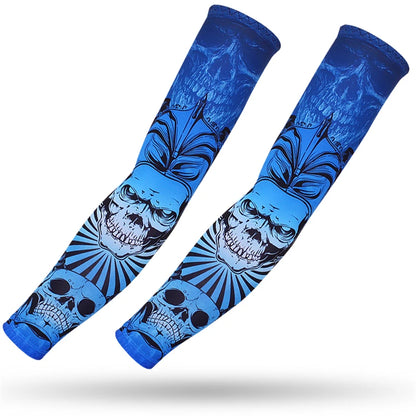 Running Arm Sleeve,2 Pcs Fishing,Driving,Cycling,3D Tattoo Sleeves, Summer UV Sun Protection,Sports Basketball Elbow Pad