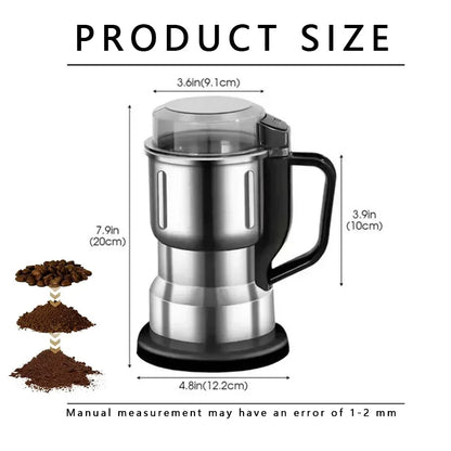 500ML Electric Coffee Grinder Stainless Steel 4 Leaf Blade Coffee Bean Grinder Portable Handle Multifunction Spice Mill Home Use