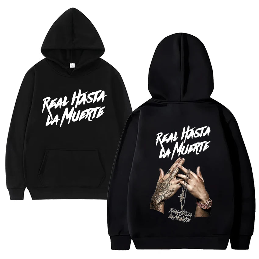 Hot sale Anuel Aa Real Hasta La Muerte Album print Hoodie Men Women vintage Casual Sweatshirt Unisex Fleece Long sleeve pullover