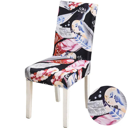 floral printed stretch chair cover for dining room office banquet chair protector elastic material armchair cover