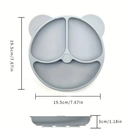 1pc 20x20x3cm Cute Bear Baby Food Supplement Tableware - Food Grade Silicone Suction Cup Dinner Plate Fall-proof Food Bowl