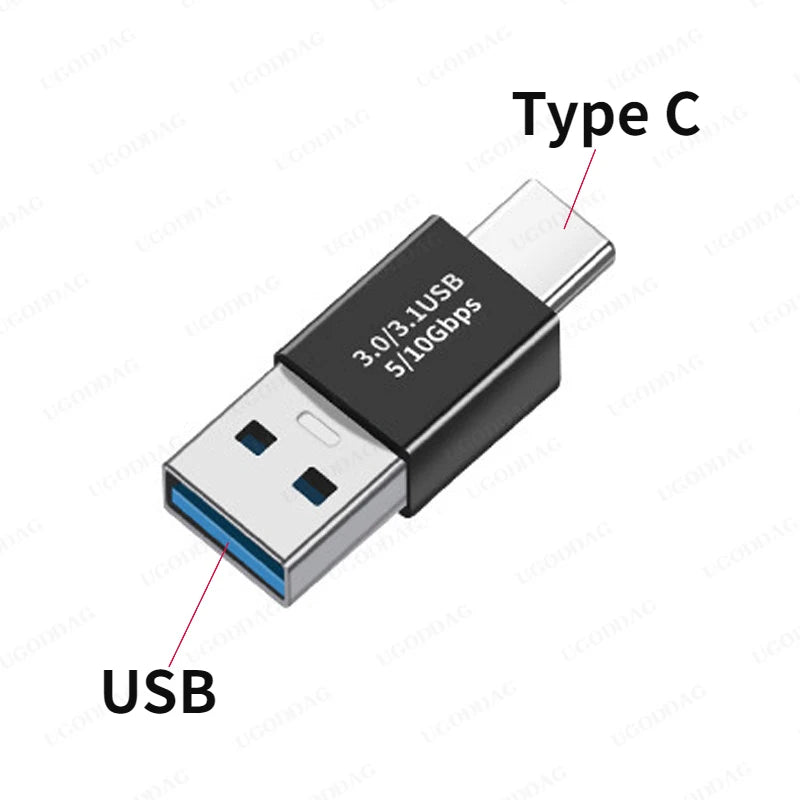 USB C to USB 3.0 Aluminum Adapter USB A 3.0 Female to 90 Degree 3.1 Type C Male Converter for Smartphone Flash Drives