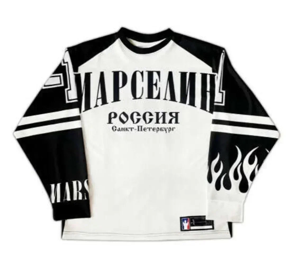 Y2K Hip-hop Sprots Long Sleeves T-shirts Men Streetwear Casual Fashion Loose Baseball Jersey Casual Tops Retro Classic Clothing