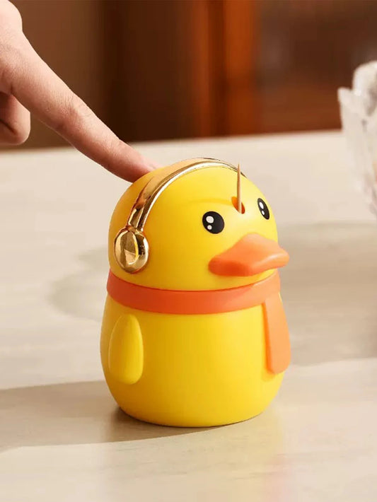 Little Yellow Duck Press Type Toothpick Tube Cartoon Cute Automatic Pop-up Toothpick Storage Box Home Creative Toothpick Bottle