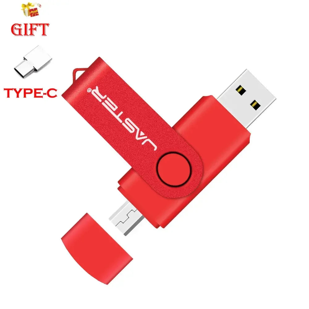 JASTER Free Custom Logo USB Flash Drives 128GB High Speed 2 IN 1 USB 2.0 Pen Drive 64GB 32GB 16GB Black Creative Gift 8GB 4GB