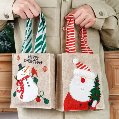 2PCS Christmas Tote Candy Chocolate Storage Bag Apple Bag Christmas Gift Santa Snowman Gift Bag Christmas Supplies