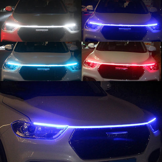 LED Daytime Running Light Scan Starting Car Hood Decorative Lights DRL Auto Engine Hood Guide Decorative Ambient Lamp 12V