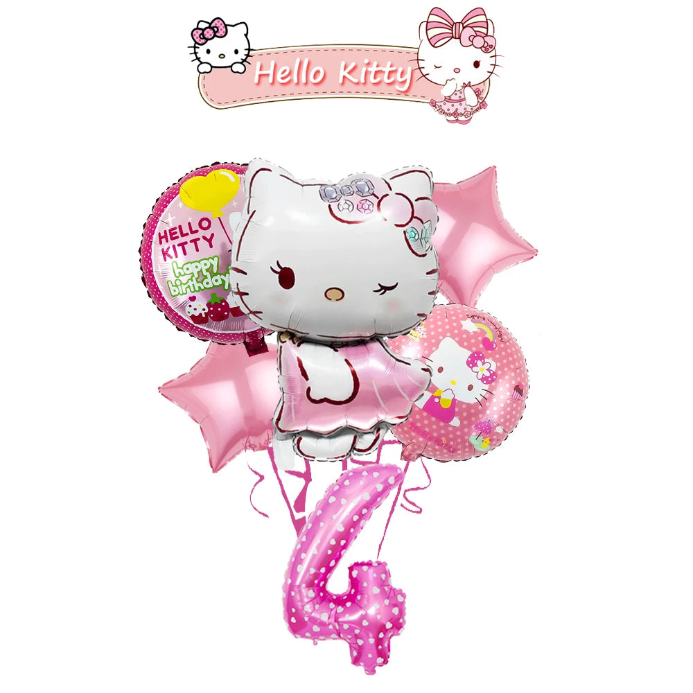 Ballon Sets Hello Kitty Party Supplies Anime Figure Foil Inflate Ballon Happy Birthday Party Children's Decoration Baby Shower