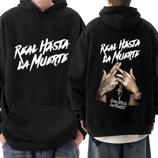 Hot sale Anuel Aa Real Hasta La Muerte Album print Hoodie Men Women vintage Casual Sweatshirt Unisex Fleece Long sleeve pullover