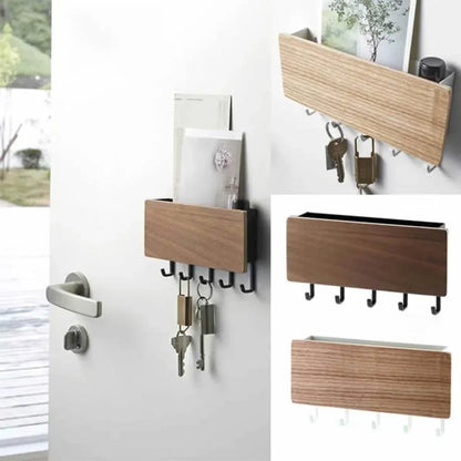 Novel Wall-mounted Wooden Decorative Wall Rack Sundries Storage Box Prateleira Hanger Organizer Key Rack Wooden Wall Rack