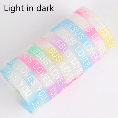 10Pcs/Lot Multicolor Luminous Heart Silicone Bracelets For Men Women Flower Sport Mix Style Rubber Wristband Bangle Jewelry Gift