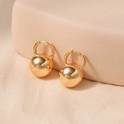 Metallic Ball Earrings Trend Fashion Personality Smooth Party Gifts Simple Exquisite Women Elegant Charm Jewelry Unique RG0192