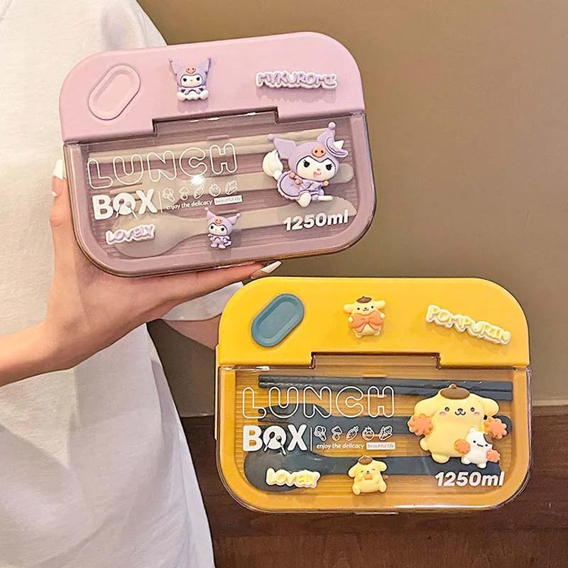 Sanrio Kuromi Large Capacity Lunch Box Cartoon Pochacco Lunch Box Portable Student Office Split Sealed Portable Lunch Box