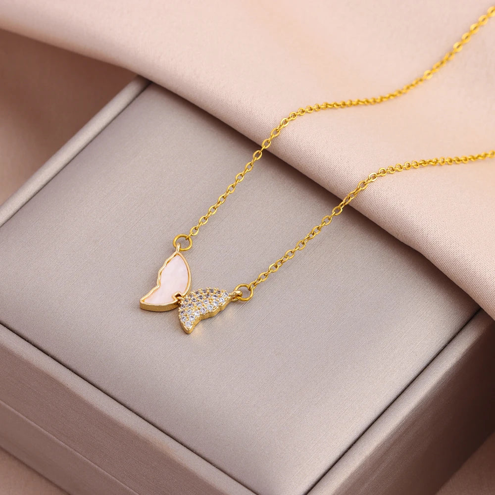 New Design Sense Light Luxury Pendant Necklaces For Women Trendy Stainless Steel Female Jewelry Ladies Neck Chain Accessories