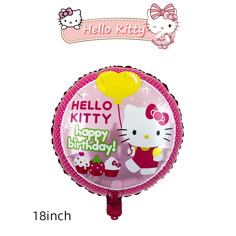 Ballon Sets Hello Kitty Party Supplies Anime Figure Foil Inflate Ballon Happy Birthday Party Children's Decoration Baby Shower