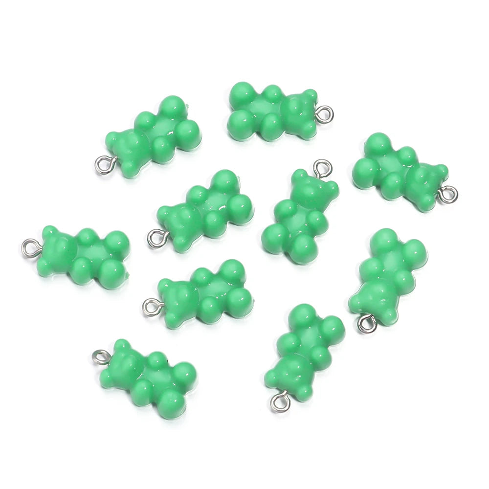 10pcs/lot Acrylic Bear Pendant 22x12mm Multicolor Solid Charms Pendant For DIY Jewelry Making Necklace Bracelet Accessories