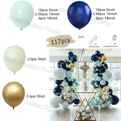 Burgundy Blue Gold Balloon Garland Arch Kit Kids for Birthday Party Decoration Baby Shower Wedding Supplies Decor Latex Balloons