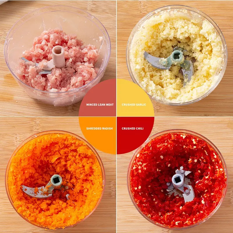 1pc Pink/Blue 500ML/900ML Household Kitchen Garlic Chopper Mashed Hand Pulled Meat Grinder Multifunctional Vegetable