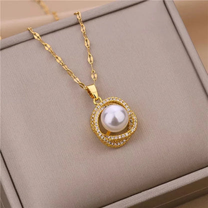 New Design Sense Light Luxury Pendant Necklaces For Women Trendy Stainless Steel Female Jewelry Ladies Neck Chain Accessories