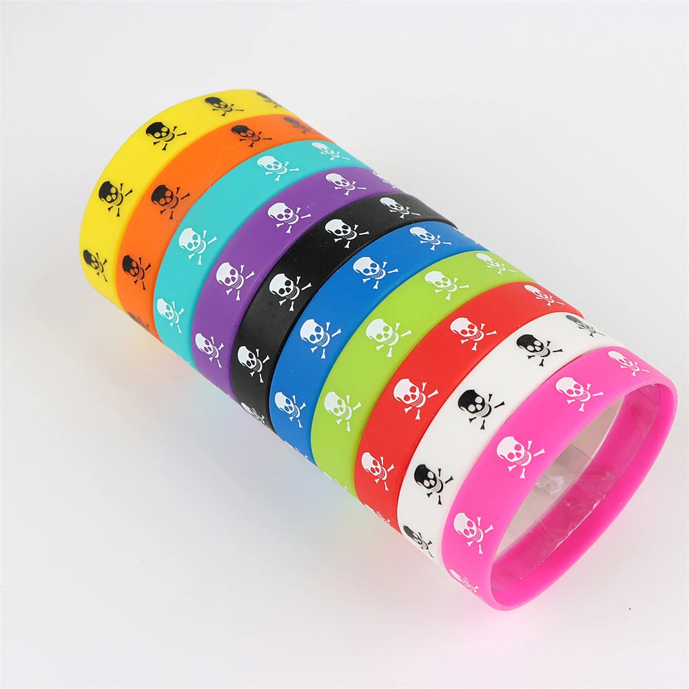 10Pcs/Lot Multicolor Luminous Heart Silicone Bracelets For Men Women Flower Sport Mix Style Rubber Wristband Bangle Jewelry Gift