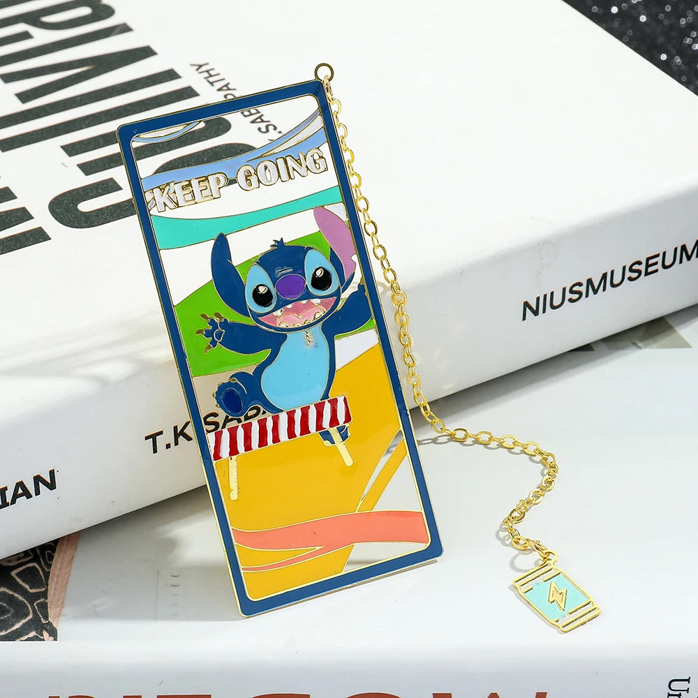 Disney Cute Stitch Creative Metal Bookmark for Book Lover Gift Lovely Stitch Duck Tassel for School Office Reading Supplies Mark