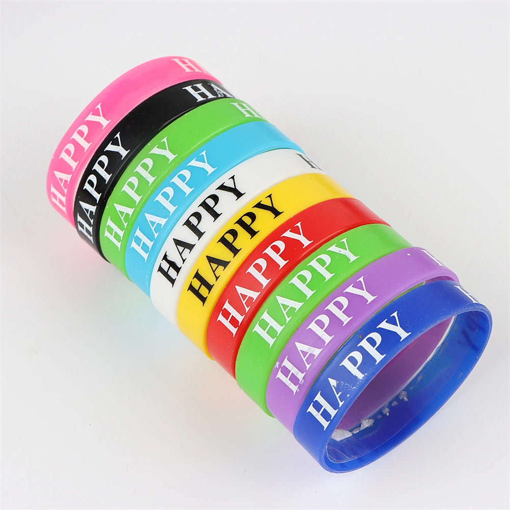 10Pcs/Lot Multicolor Luminous Heart Silicone Bracelets For Men Women Flower Sport Mix Style Rubber Wristband Bangle Jewelry Gift