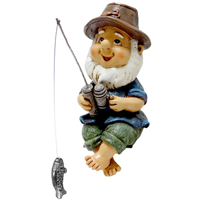 Fishing Gnome Garden Gnome Statue Naughty Gnome Garden Figurine Dwarf Sculpture Resin Ornament for Lawn Yard Balcony Decorations