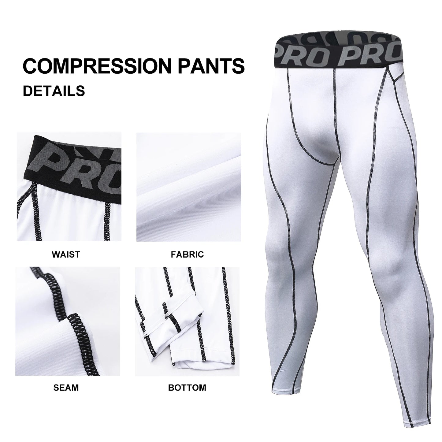 Men Compression Pants Quick Drying Running Basketball Leggings Workout Pants for Men Gym Tights Football Base Layers