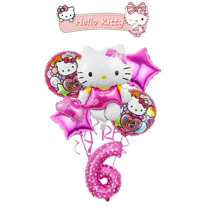 Ballon Sets Hello Kitty Party Supplies Anime Figure Foil Inflate Ballon Happy Birthday Party Children's Decoration Baby Shower