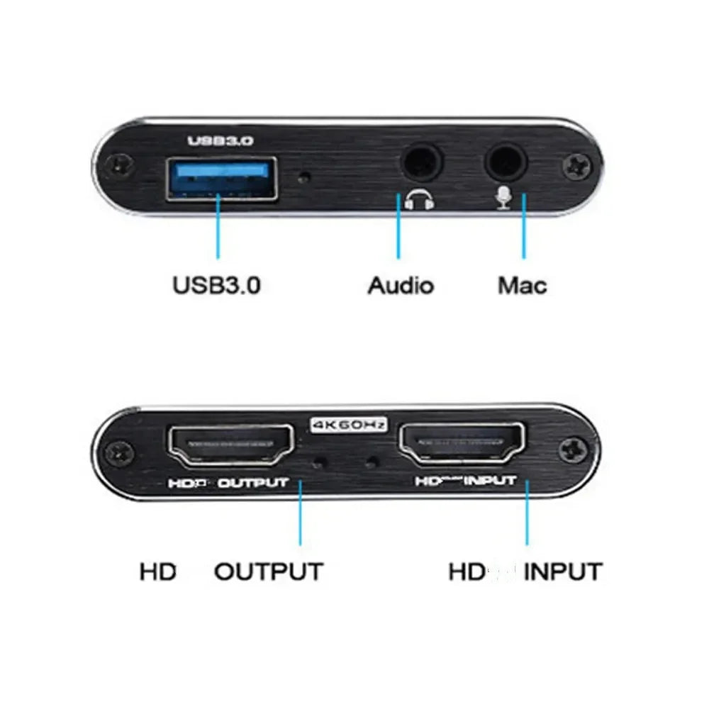 4K Ultra HD Video Capture Card USB 3.0 USB 2.0 HDMI-compatible Grabber Recorder for PS4 Game DVD Camera Recording Live Streaming