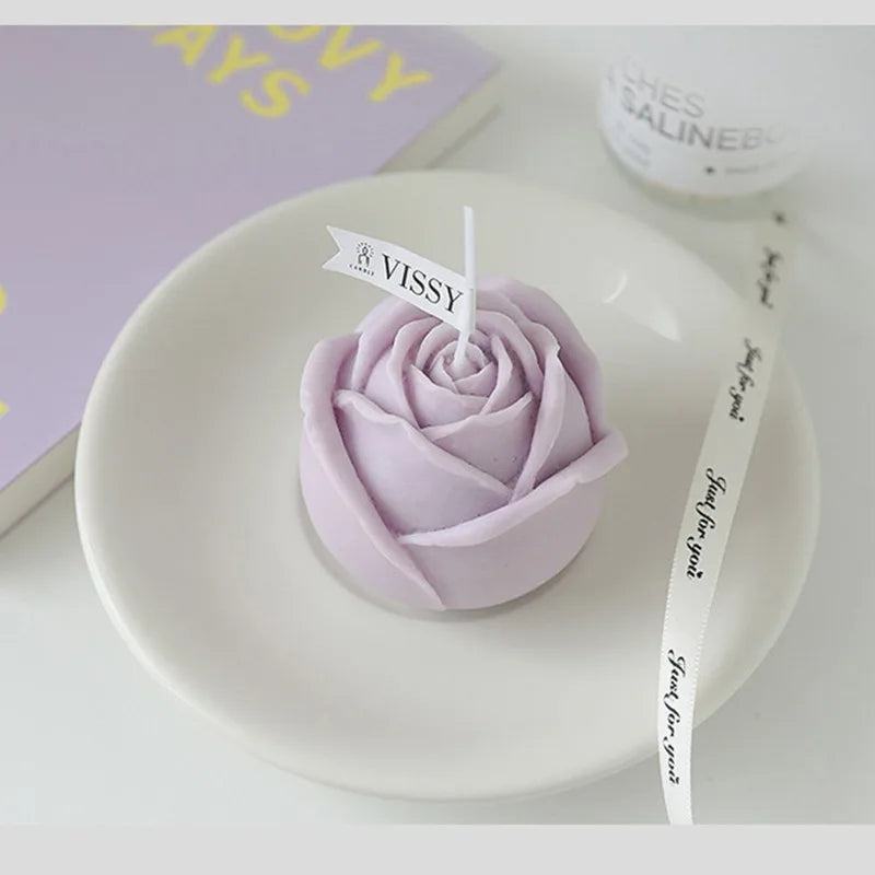 Food Grade Rose Flower Silicone Mold DIY Handmade Aromatherapy Candle Mold Clay Resin Plaster Mold Ice Cube Chocolate Cake Mold