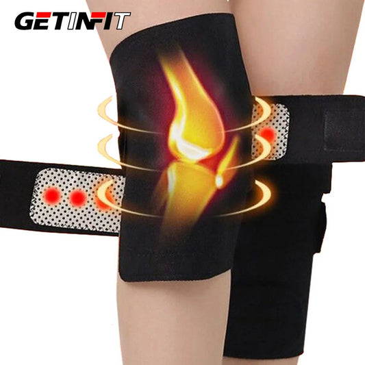 GETINFIT 1Pair Tourmaline Self-heating Knee Support Acupoint Magnetic Therapy Knee Support Strap Arthritis Relief Kneecap Pain