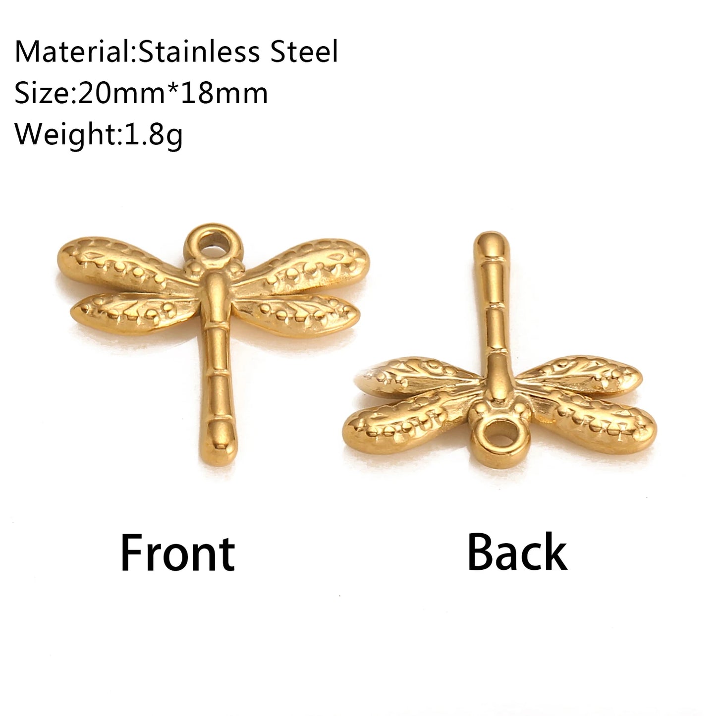 3Pcs Stainless Steel Flying Animal Bee/Butterfly/Scarab Charms for Jewelry Making 18K Plated Cute 3D Insect Pendants DIY Crafts