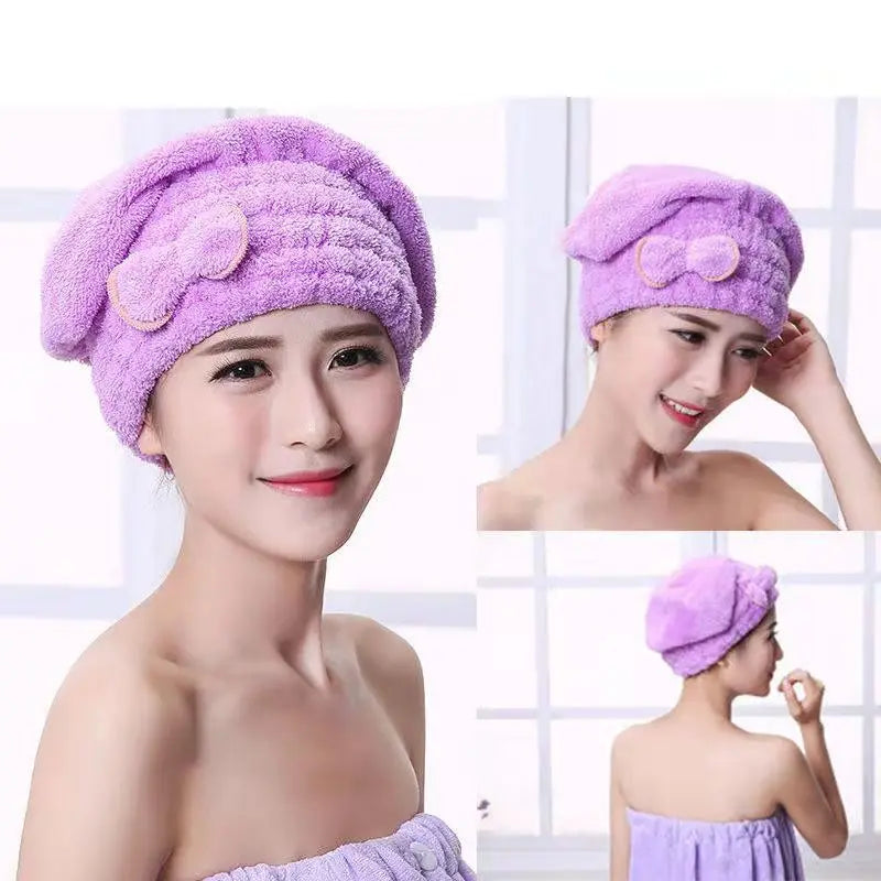 Quick Drying Hair Cap Women Bowtie Bathing Hat Microfiber Towel Superfiber Shower Cap For Spa Bathroom Accessories Shower Cap