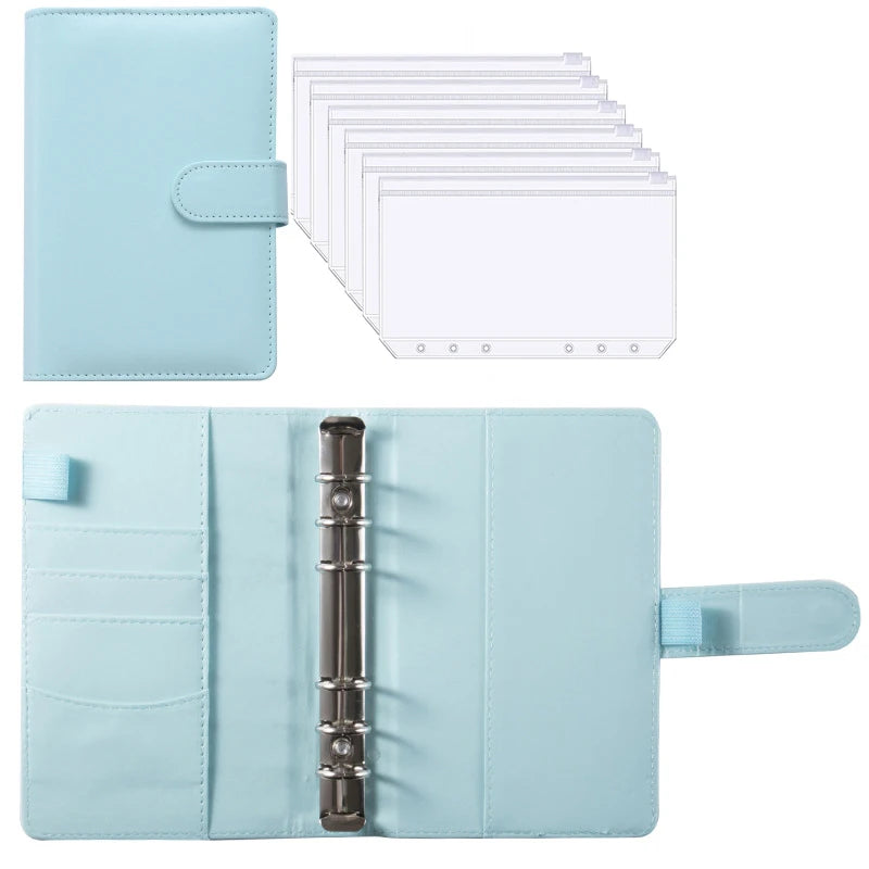 2024 A6 PU Leather Budget Binder Notebook Cash Envelopes System Set,with Binder Pockets for Money Budget Saving Bill Organizer