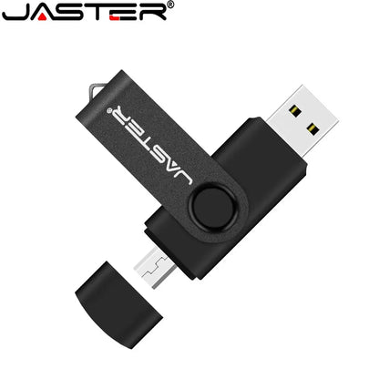 JASTER Free Custom Logo USB Flash Drives 128GB High Speed 2 IN 1 USB 2.0 Pen Drive 64GB 32GB 16GB Black Creative Gift 8GB 4GB