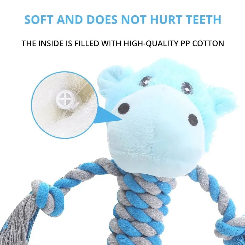 1pc Pet Dog Toy Interactive Squeak Molar Plush Toy Animal Shaped for Dogs Fit for Pet Funny Durable Chew Toy Pets Supplies