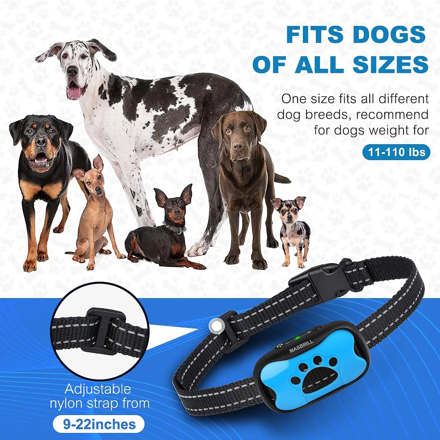 Dog Bark Collar Rechargeable Bark Collar Humane No Shock Barking Collar Vibration Beep Bark Collar for Small Medium Large Dogs