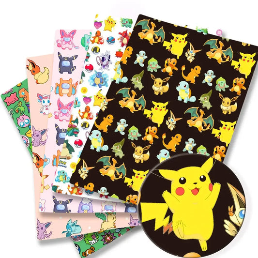 Pokemon Cartoon Fabric140*50cm Handmade Sewing Patchwork Quilting Baby Dress Home Sheet Printed Fabric Fabric Sewing Kids